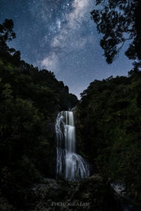 Milky way over Kitekite Falls