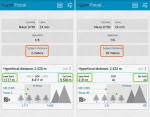 HyperFocal Proのキャプチャー画像 ピント合わせ位置を変更