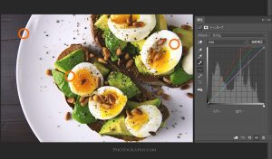 トーンカーブのスポイトツールで白色点を設定